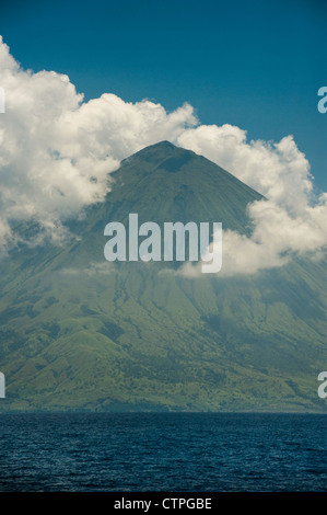 Sangeang Api (Gunung Api or Gunung Sangeang) is an active complex volcano on the island of Sangeang in Indonesia. Stock Photo