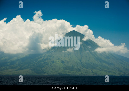 Sangeang Api (Gunung Api or Gunung Sangeang) is an active complex volcano on the island of Sangeang in Indonesia. Stock Photo