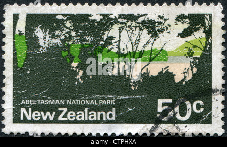 NEW ZEALAND - CIRCA 1971: Postage stamps printed in New Zealand, shows Abel Tasman National Park, circa 1971 Stock Photo
