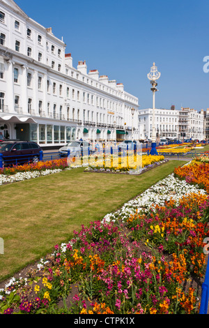 Floral display on the promenade at Eastbourne, Sussex, an English seaside holiday destination. England, GB, UK. Stock Photo