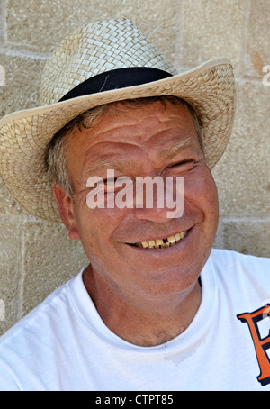 Portrait Greek Man Lindos, Rhodes, Greek Islands Greece Stock Photo