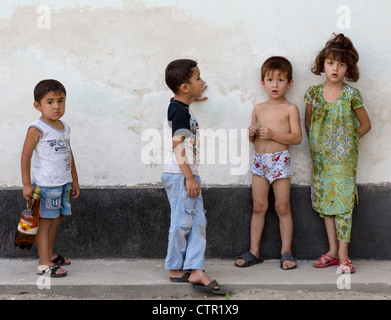 young children on a street in Dushanbe, Tajikistan Stock Photo