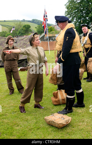 Group of Dutch men dressed as WW2 Naval Airmen during a reenactment weekend Stock Photo