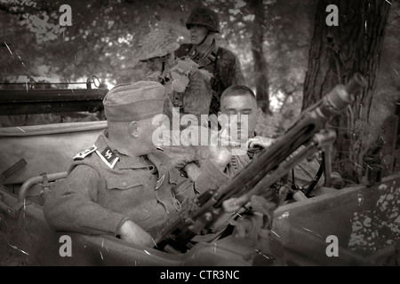 B/W image of two Waffen-SS NCO's Stock Photo