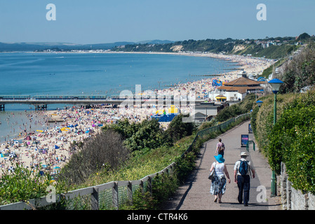 Bournemouth, East Cliff Footpath, beaches and Pier, Dorset, England, UK. Stock Photo