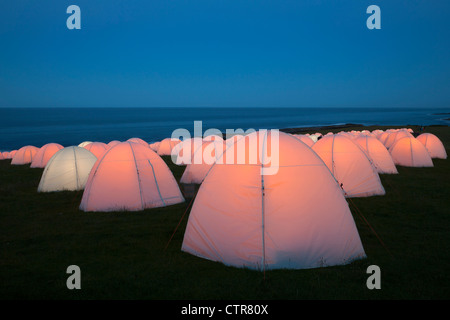 Peace Camp at Dunstanburgh Castle, Northumberland Stock Photo