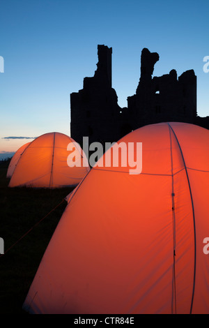 Peace Camp at Dunstanburgh Castle, Northumberland Stock Photo