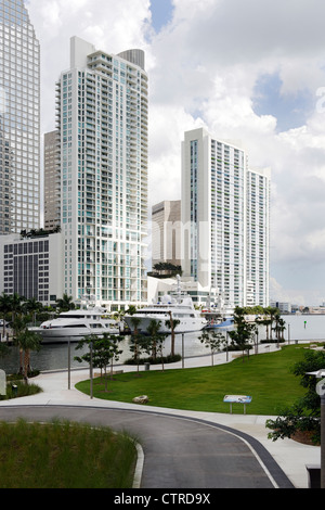 Yachts in the EPIC Marina, Miami Riverwalk, Downtown Miami, Florida, USA Stock Photo