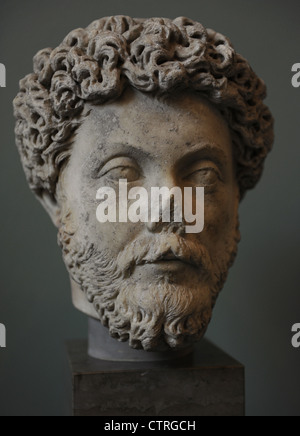 Marcus Aurelius (121-180 AD). Roman emperor from AD 161 to 180. Antonine dynasty. Bust. Marble. Stock Photo