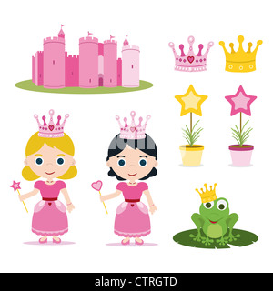 set of pink princess tale for parties Stock Photo