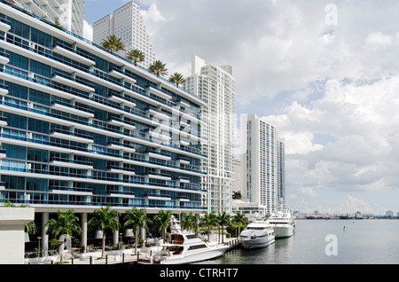 Yachts in the EPIC Marina, Miami River Walk, Downtown Miami, Florida, USA Stock Photo