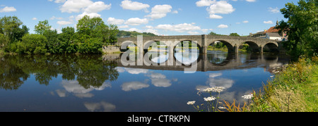 Builth bridge and the river Wye panorama in Builth Wells, Powys, mid Wales, UK. Stock Photo
