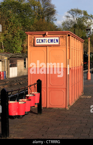 Preserved men's toilet on Bewdley's Severn Valley Railway Station, Worcestershire, England, Europe Stock Photo