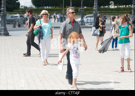 Paris, France - Family sightseeing in town Stock Photo