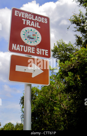 Naples Florida,Tamiami Trail,Collier Seminole State Park,Everglades Trail Nature Site,sign,logo,entrance,visitors travel traveling tour tourist touris Stock Photo