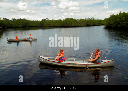 Naples Florida,Tamiami Trail,Collier Seminole State Park,Everglades Trail Nature Site,Blackwater River water,mangroves,rental canoe,teen teens teenage Stock Photo