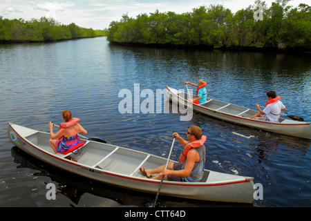 Naples Florida,Tamiami Trail,Collier Seminole State Park,Everglades Trail Nature Site,Blackwater River water,mangroves,rental canoe,teen teens teenage Stock Photo