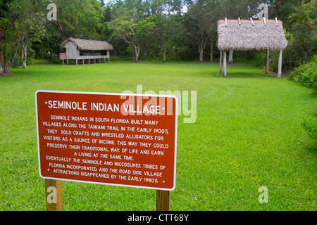 Naples Florida,Tamiami Trail,Collier Seminole State Park,Everglades Trail Nature Site,sign,logo,Seminole Indian Village,Native American Indian,Indian Stock Photo