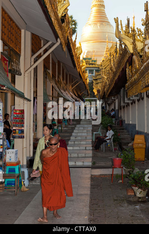 Shwedagon Pagoda shops, Yangon, Myanmar Stock Photo