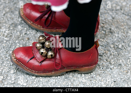 Morris dancer wearing clogs with bells on. Stock Photo