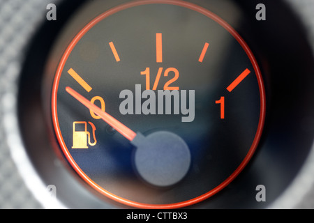 car vehicle fuel gauge showing empty Stock Photo