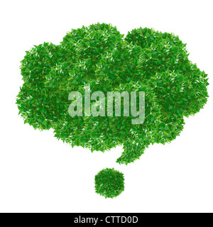 Green speech bubble made from grass isolated on white. Stock Photo