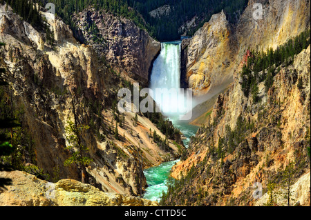 Lower Falls Yellowstone River National Park Wyoming WY United States Stock Photo
