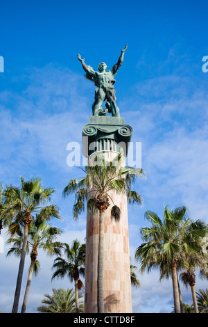 Statue of La Victoria or Victory by Georgian sculptor Zurab Tsereteli in Puerto Banus, Spain Stock Photo