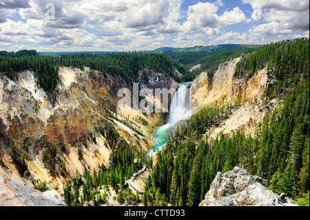 Lower Falls Yellowstone River National Park Wyoming WY United States Stock Photo