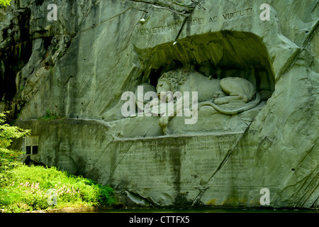 Lion monument at the entrance of the glacier garden, Lucerne, Switzerland. Stock Photo