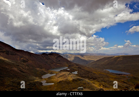 View from Mt. Chacaltaya altiplano in distance, Calahuyo near La Paz, Bolivia, Andes, South America, Stock Photo