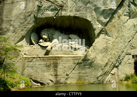 Lion monument at the entrance of the glacier garden, Lucerne, Switzerland. Stock Photo