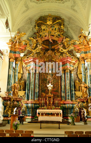 Monastery Rheinau, Switzerland, located at an island in the river Rhine. High altar. Stock Photo