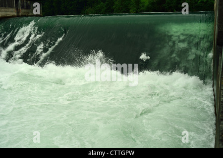 Rheinau hydro electric power plant, river Rhine. Switzerland. Stock Photo