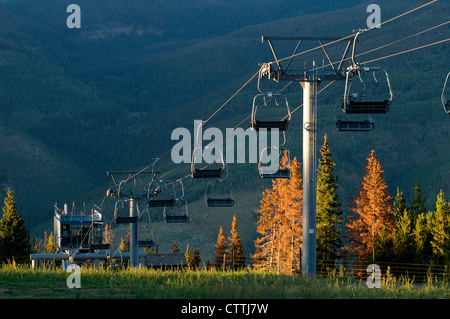 Chair lift on Vail Mountain, Vail Colorado, USA, summer time Stock Photo
