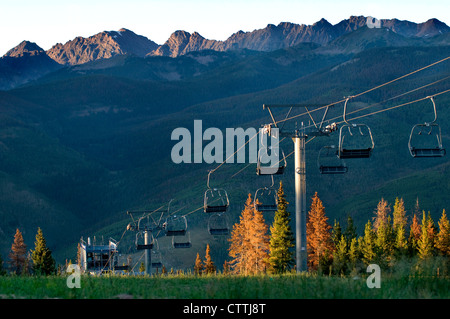 Chair lift on Vail Mountain, Vail Colorado, USA, summer time Stock Photo
