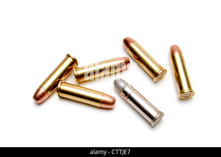 38 caliber bullets on white background Stock Photo