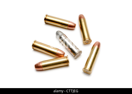 38 caliber bullets on white background Stock Photo