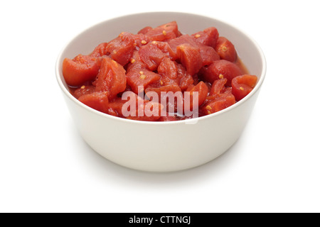 Chopped Tomatoes, Diced Tomatoes in a bowl Stock Photo