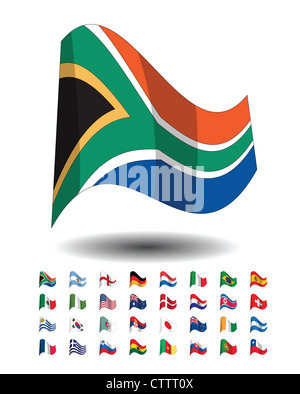 32 countries flag icons participating in world soccer championships 2010, vector. Stock Photo