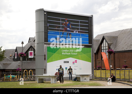 Big Screen for London 2012 in Waltham Forest one of the host London Boroughs Stock Photo