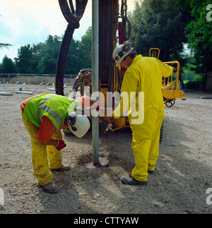 Groundwork and piling on a small construction project. Stock Photo