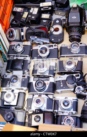 collectible old cameras for sale in El Rastro flea market in Madrid, Spain Stock Photo
