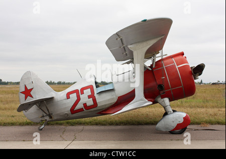 Polikarpov I-15 bis after nosing (The international aerospace salon MAKS-2009 Stock Photo