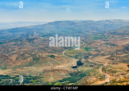 view of Promised Land from Mount Nebo in Jordan Stock Photo