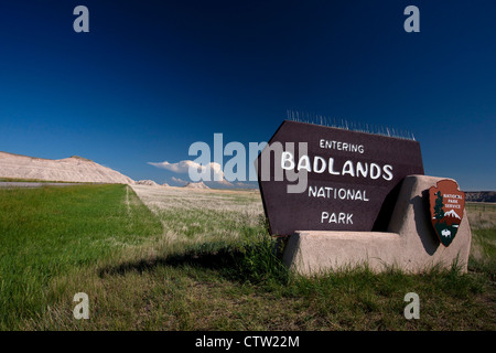 National Park Service welcome sign for Badlands National Park, South Dakota, United States of America Stock Photo