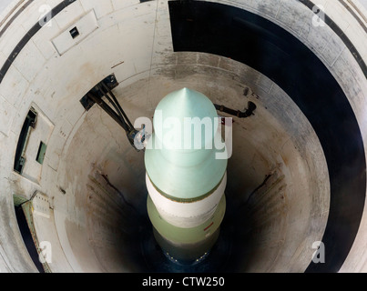 Minuteman II ICBM in missile silo at the Minuteman Missile National Historic Site, near Wall, South Dakota, USA Stock Photo