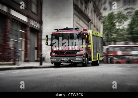 London Fire Brigade Fire engine in central London Stock Photo
