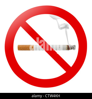 Traditional 'no smoking' sign isolated on white Stock Photo