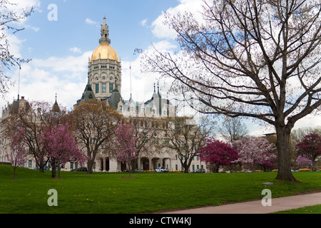 The golden-domed capitol building in Hartford Connecticut. Stock Photo